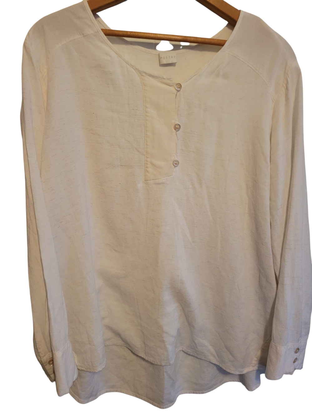 Poetry 100% Silk  Cream Lagenlook  Blouse Womens Size US 14